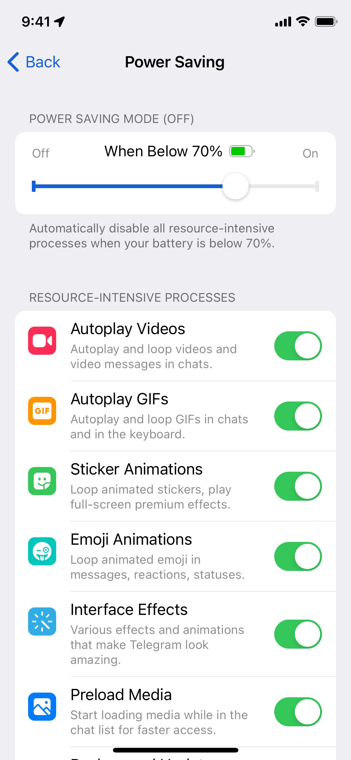 Telegram iOS screen 547