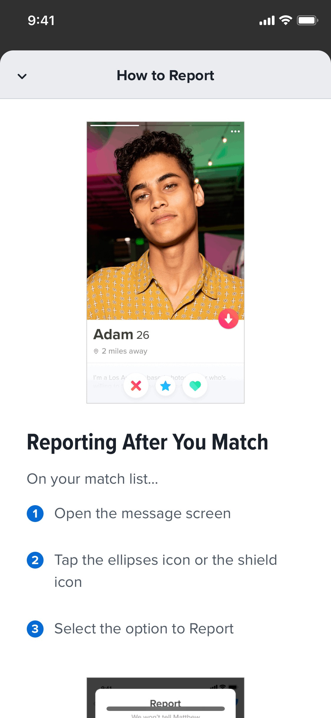 Tinder iOS screen 452