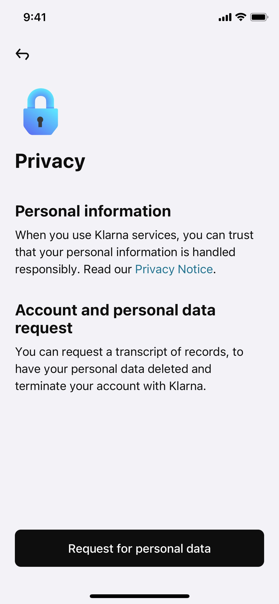Klarna iOS screen 494