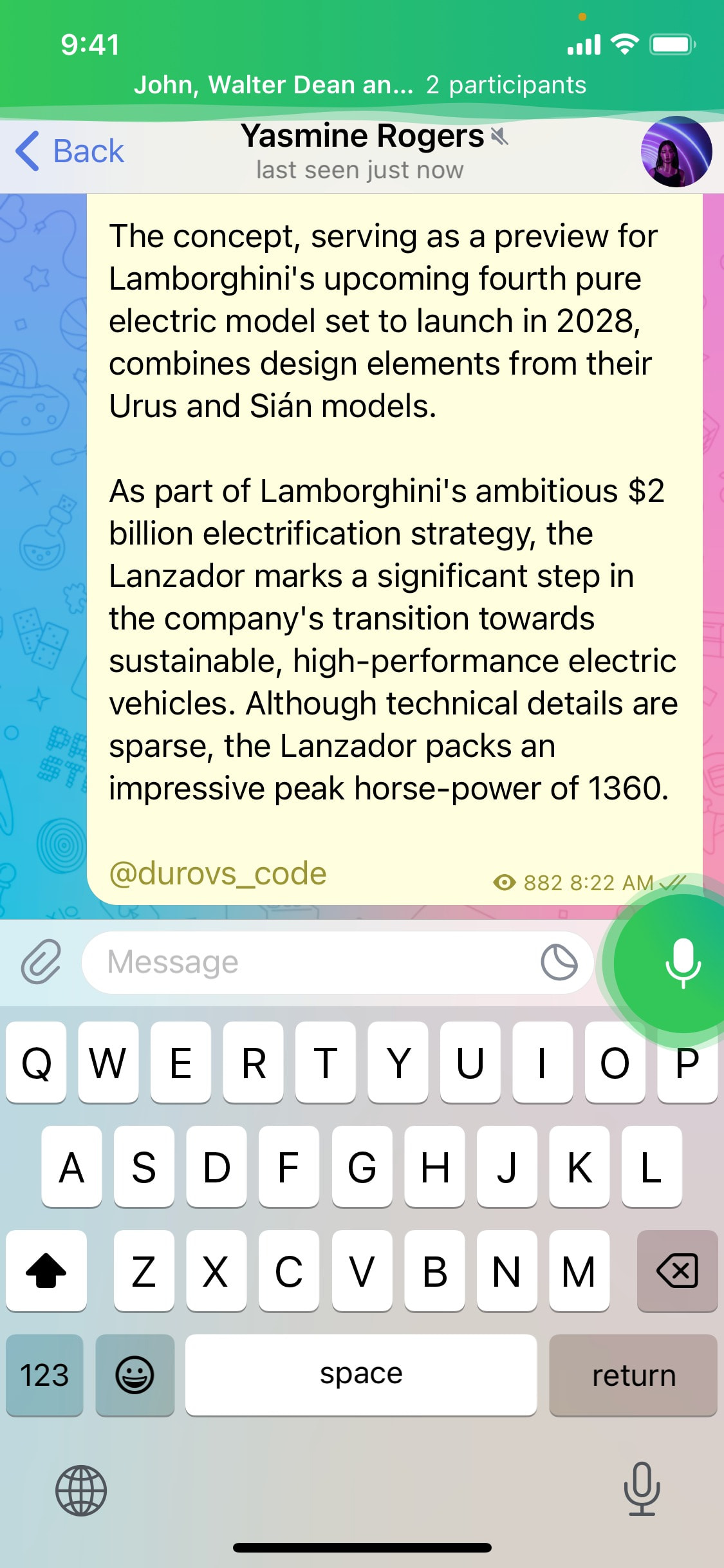 Telegram iOS screen 470