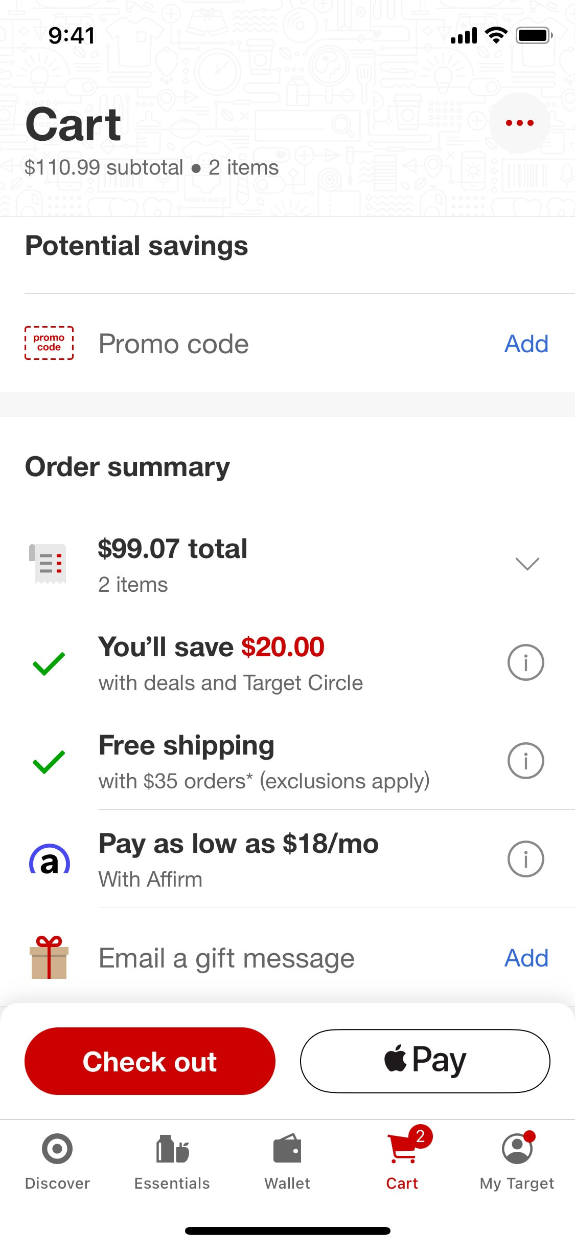 Target iOS screen 333