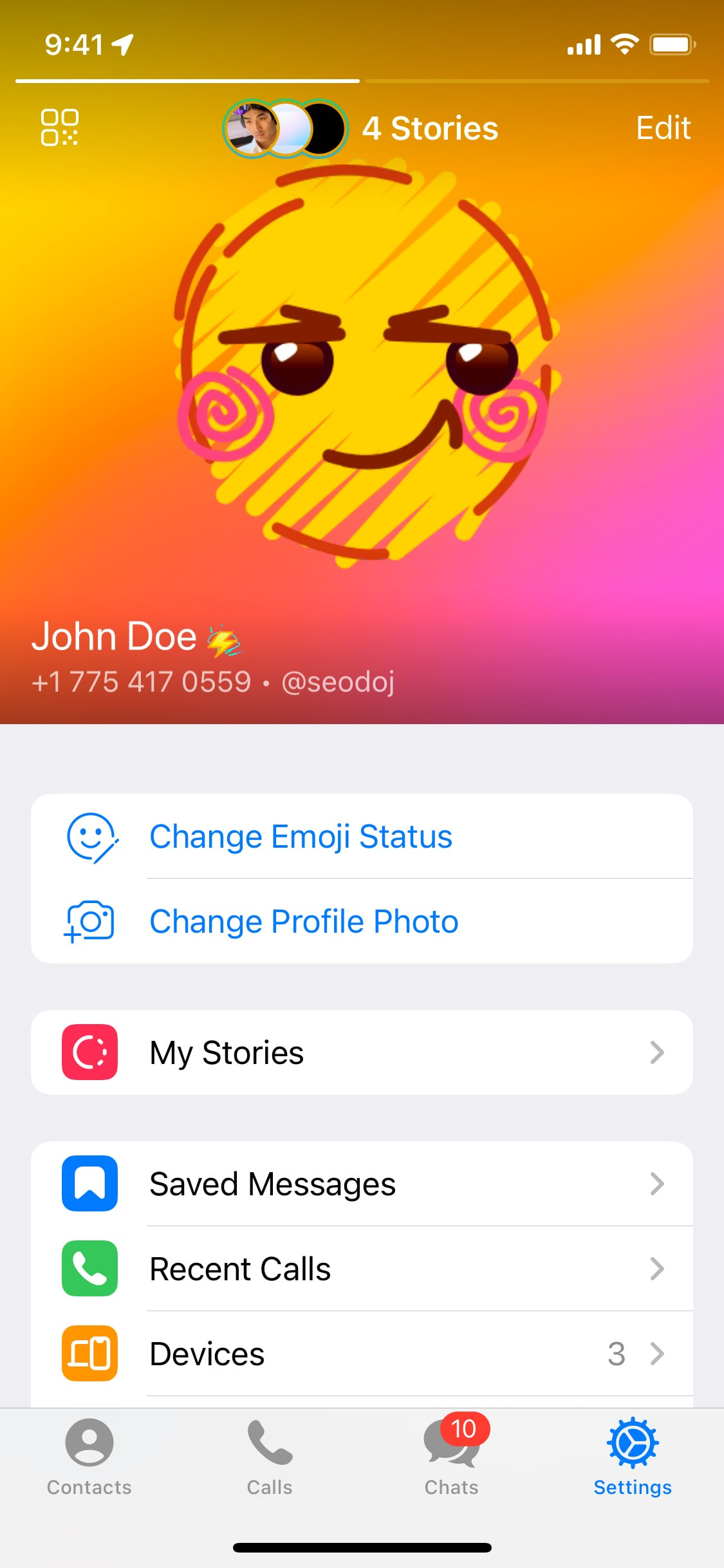 Telegram iOS screen 500