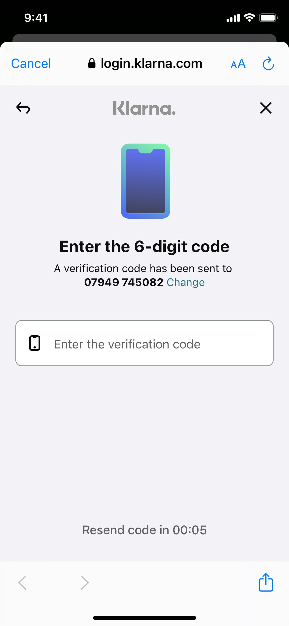 Klarna iOS screen 146