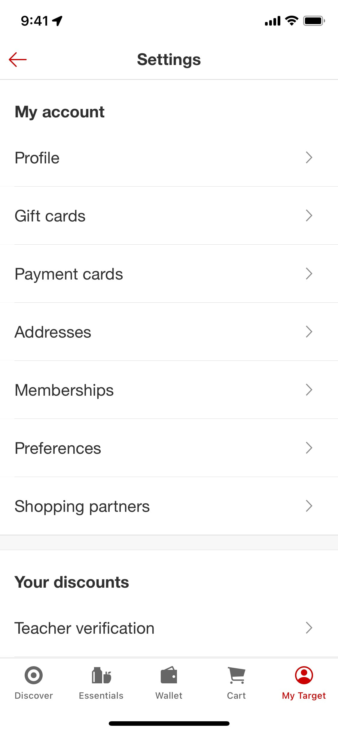 Target iOS screen 340