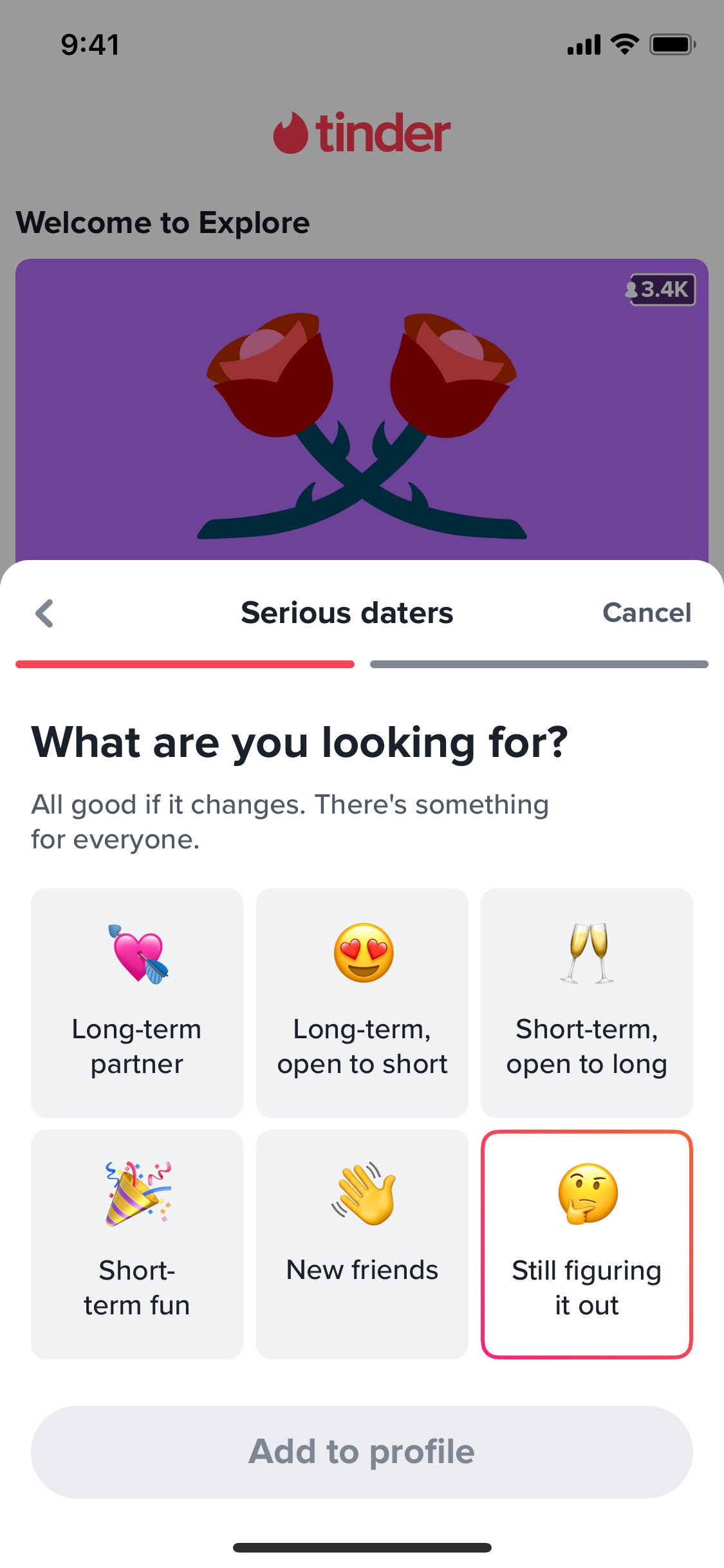 Tinder iOS screen 382