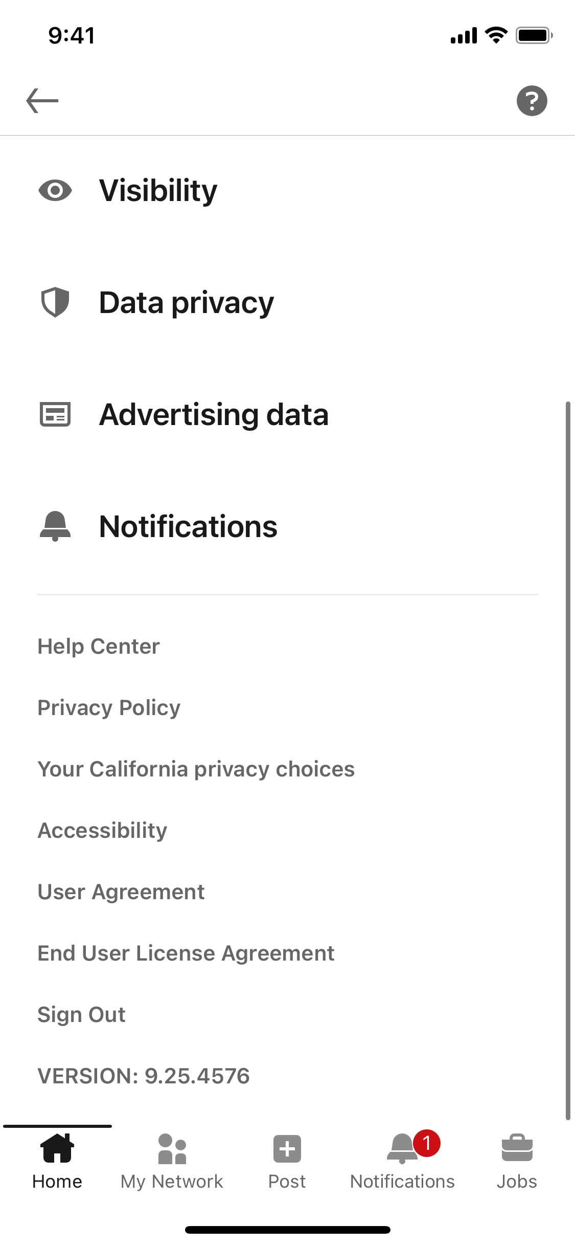 LinkedIn iOS screen 494