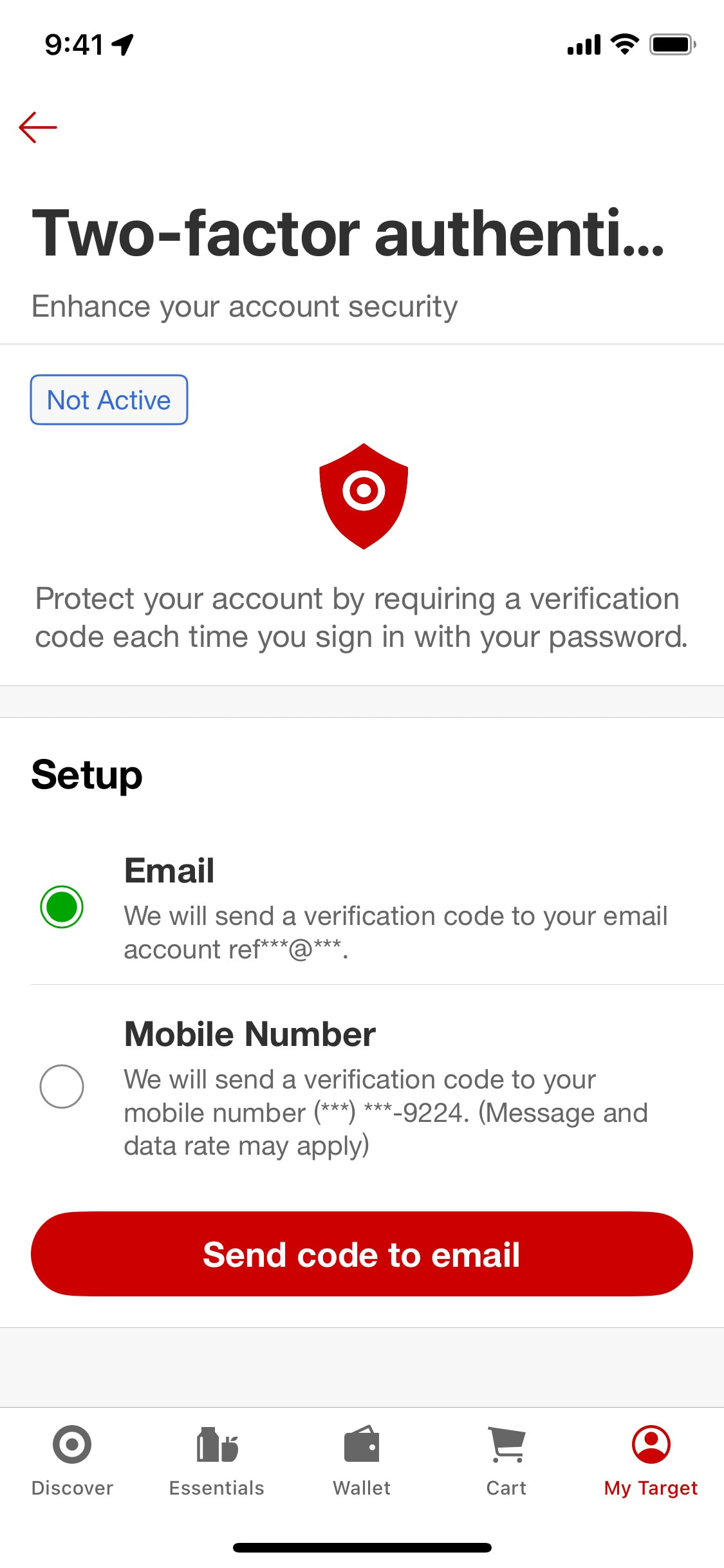 Target iOS screen 520