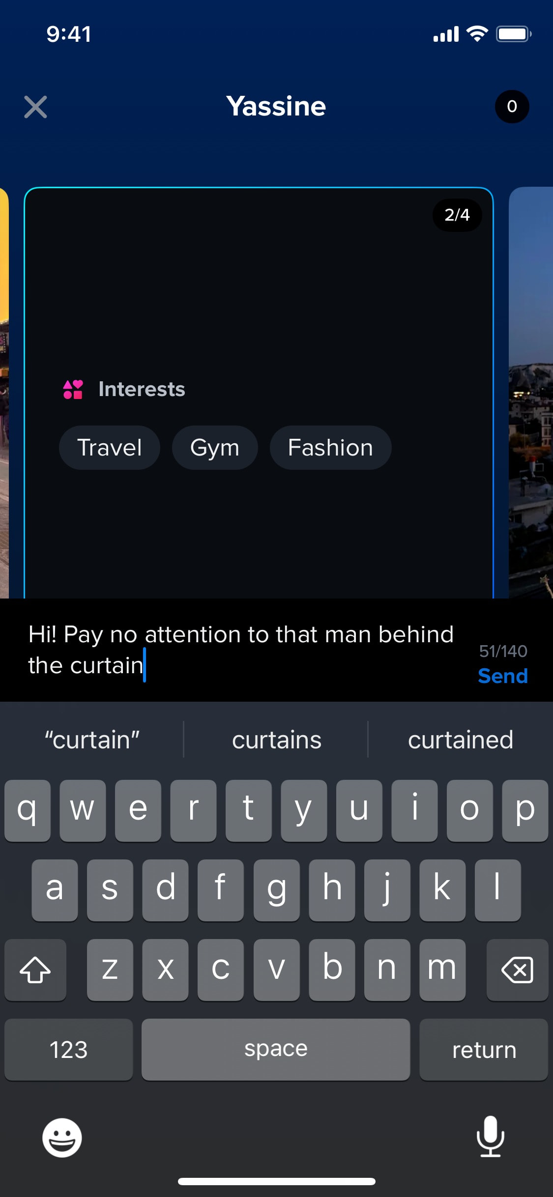 Tinder iOS screen 422