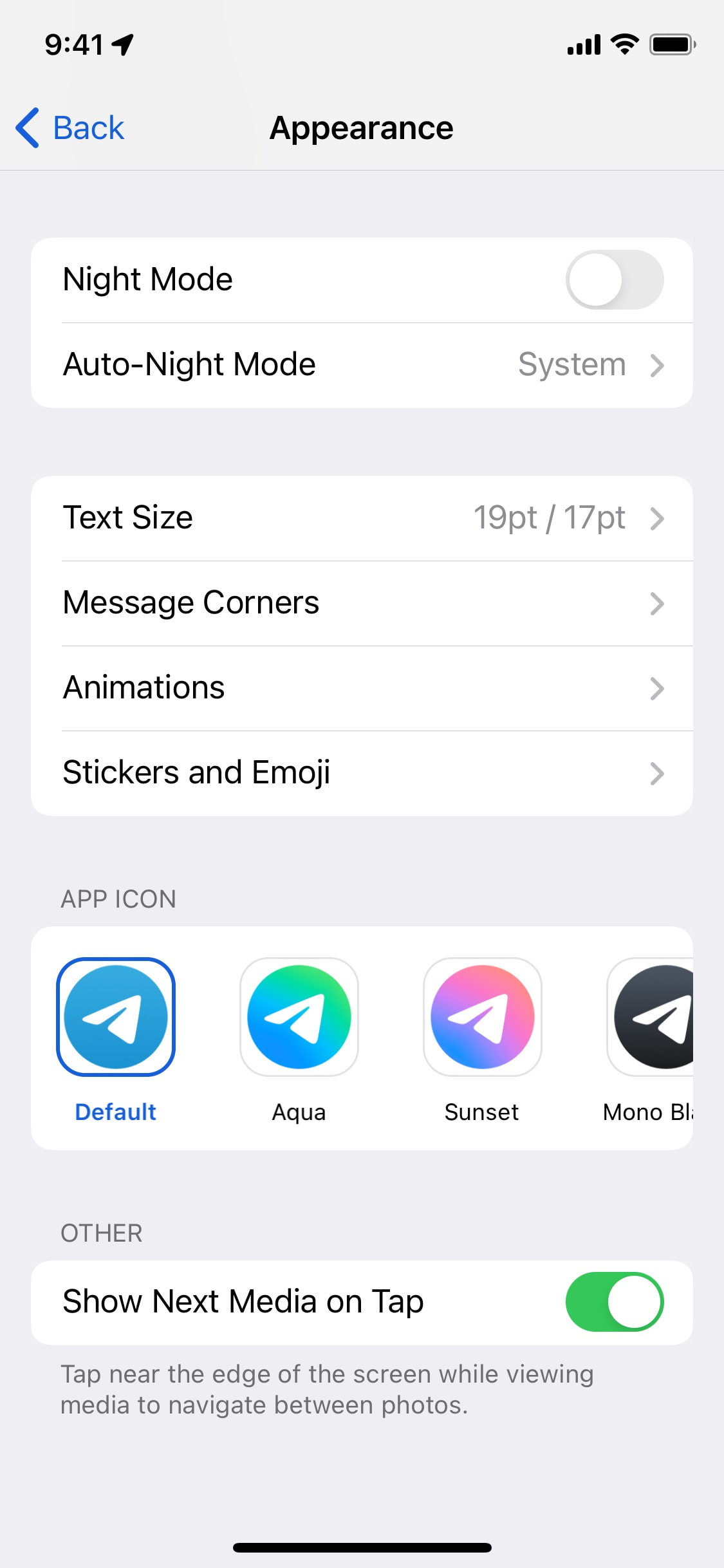 Telegram iOS screen 492