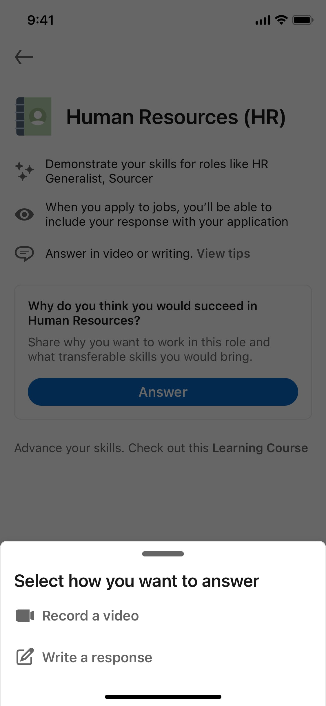 LinkedIn iOS screen 410