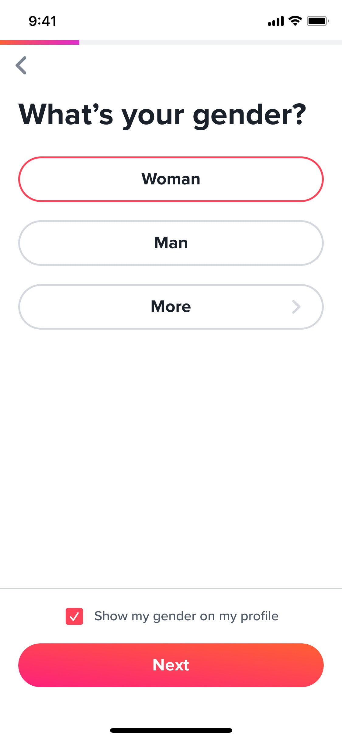 Tinder iOS screen 234