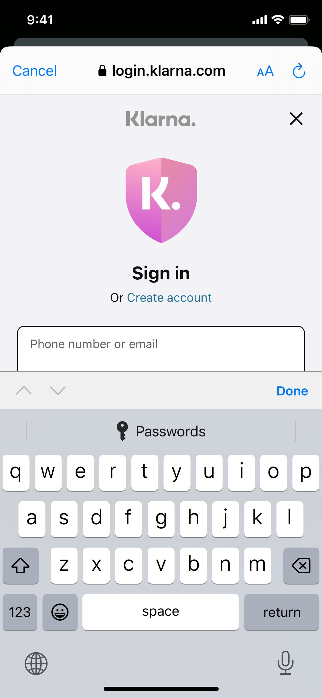 Klarna iOS screen 39