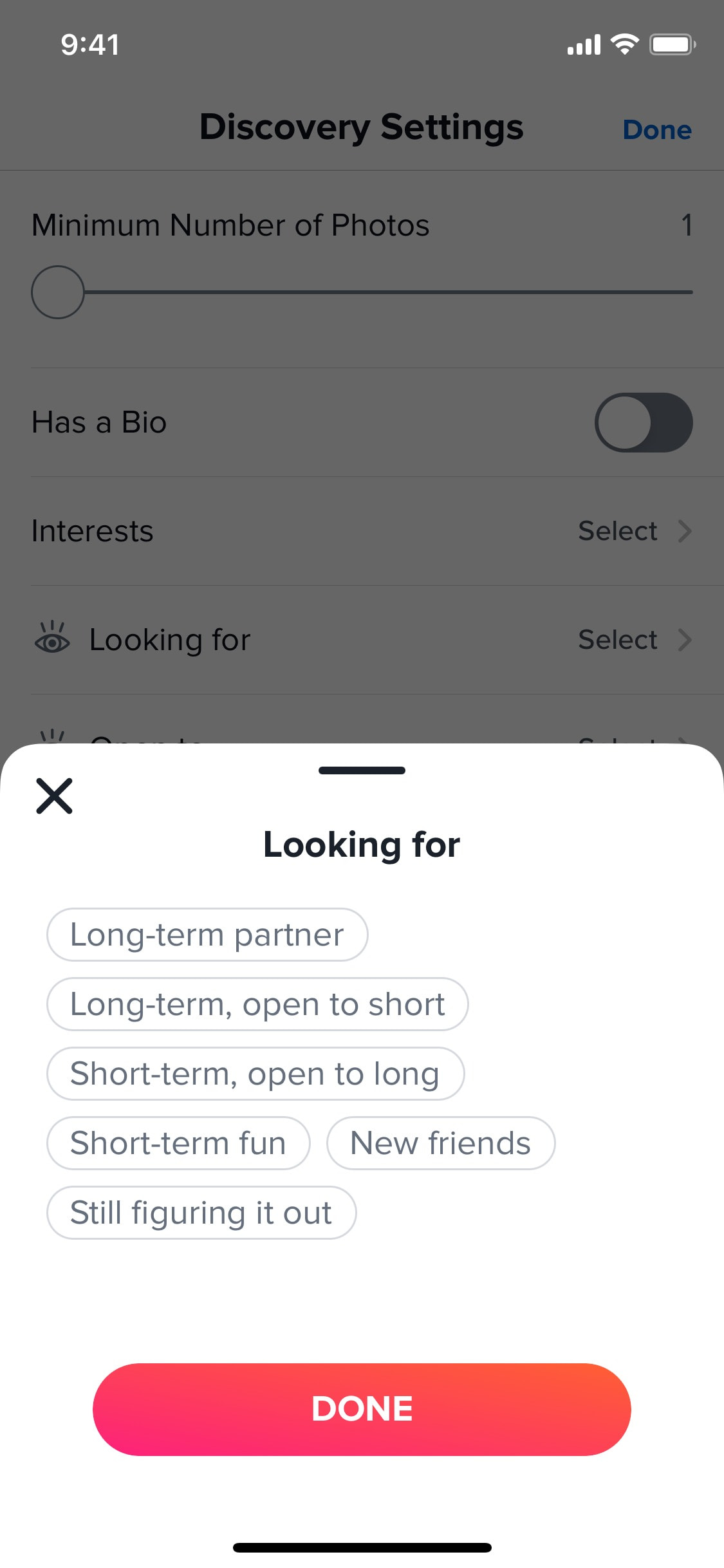 Tinder iOS screen 112