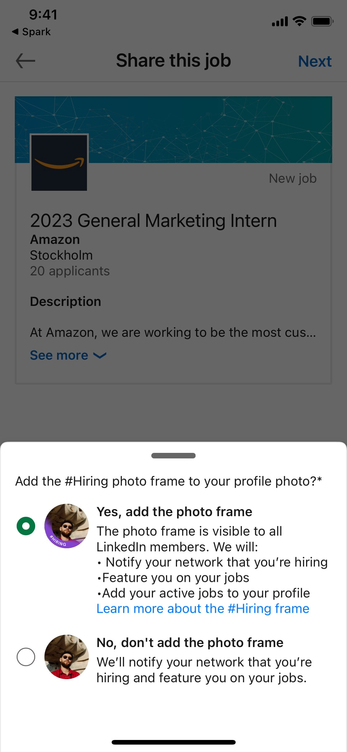 LinkedIn iOS screen 528