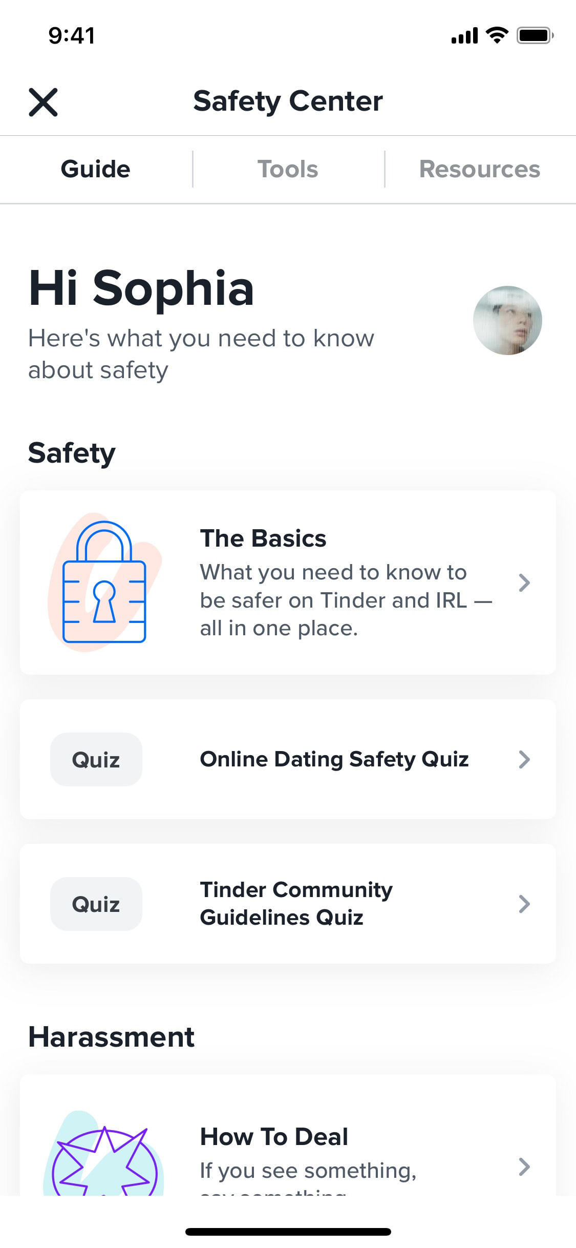 Tinder iOS screen 409