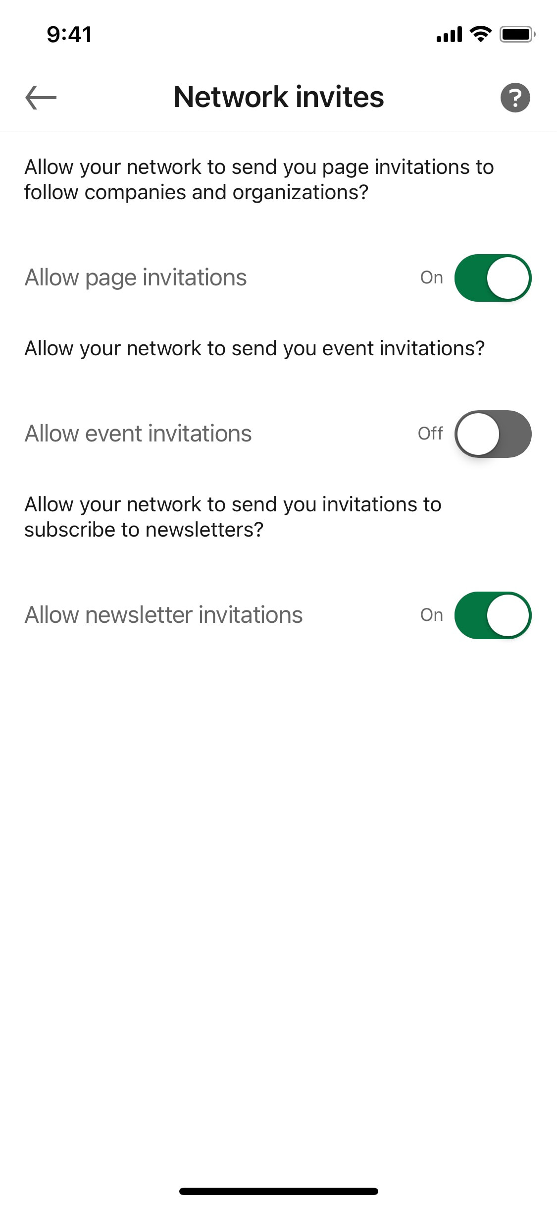 LinkedIn iOS screen 317