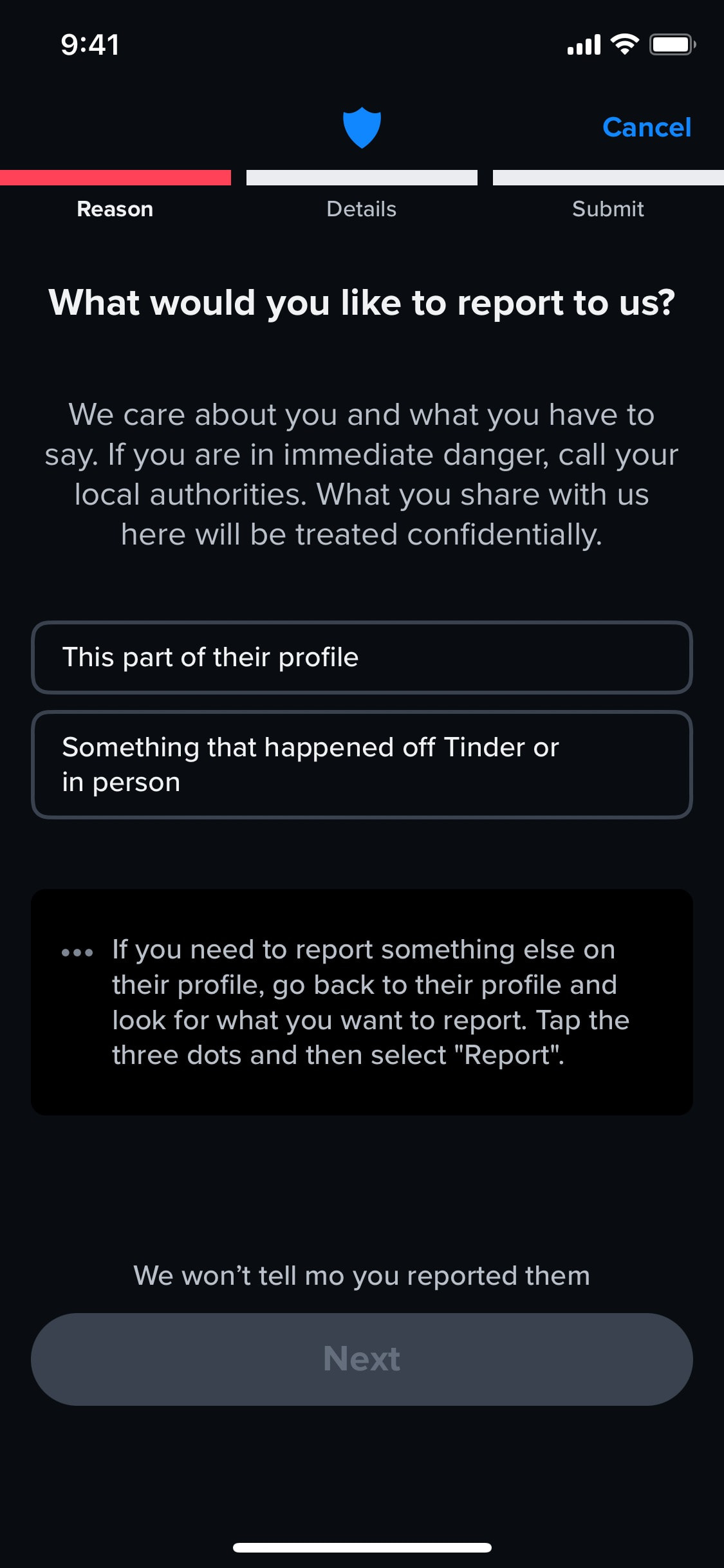 Tinder iOS screen 50