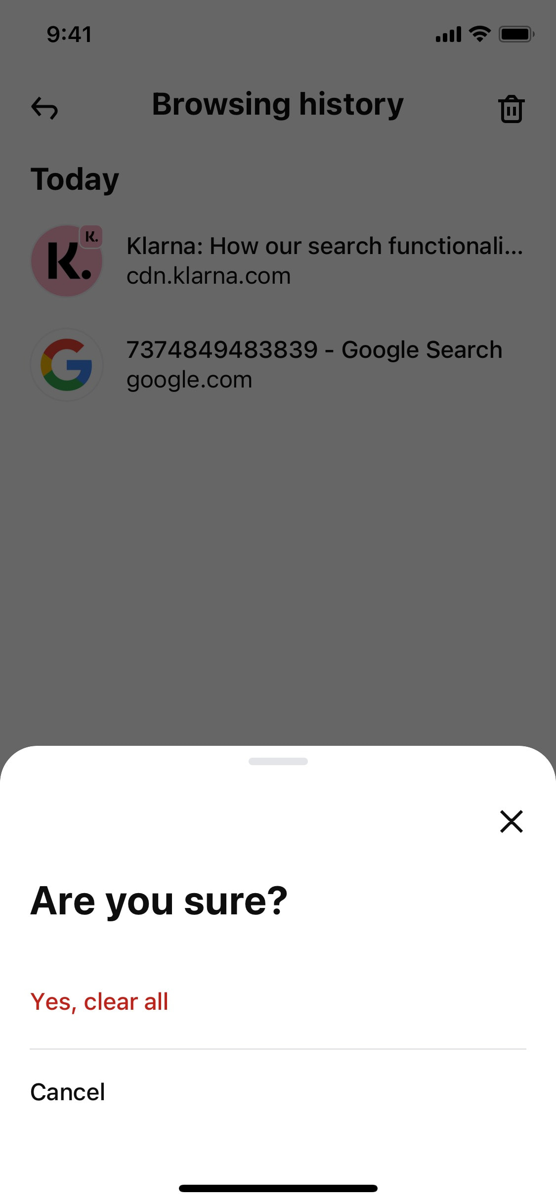 Klarna iOS screen 265