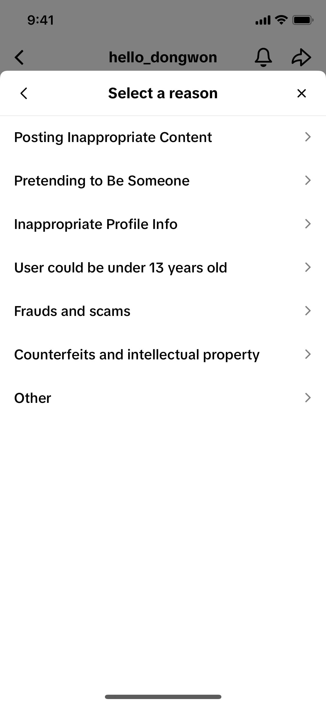 TikTok iOS screen 222