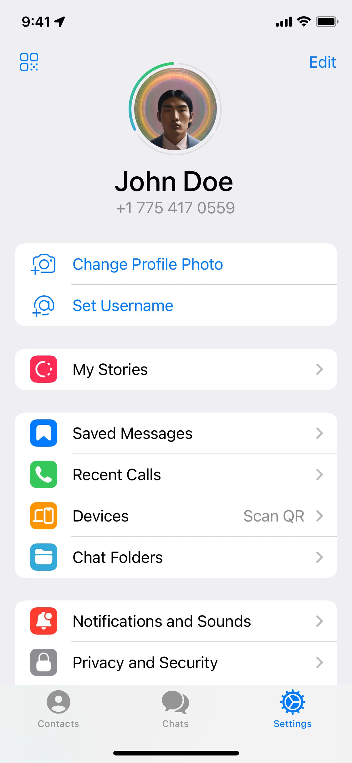 Telegram iOS screen 535