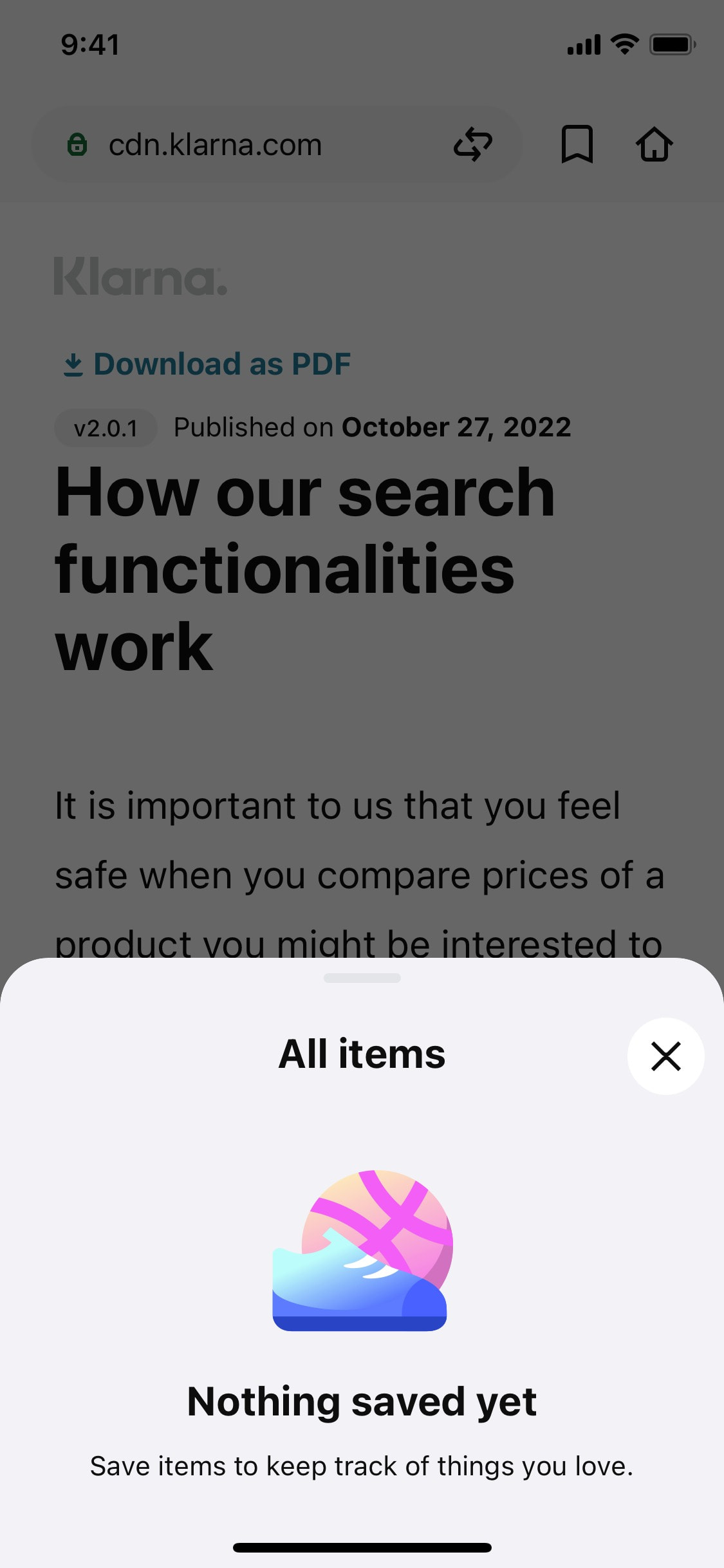 Klarna iOS screen 593