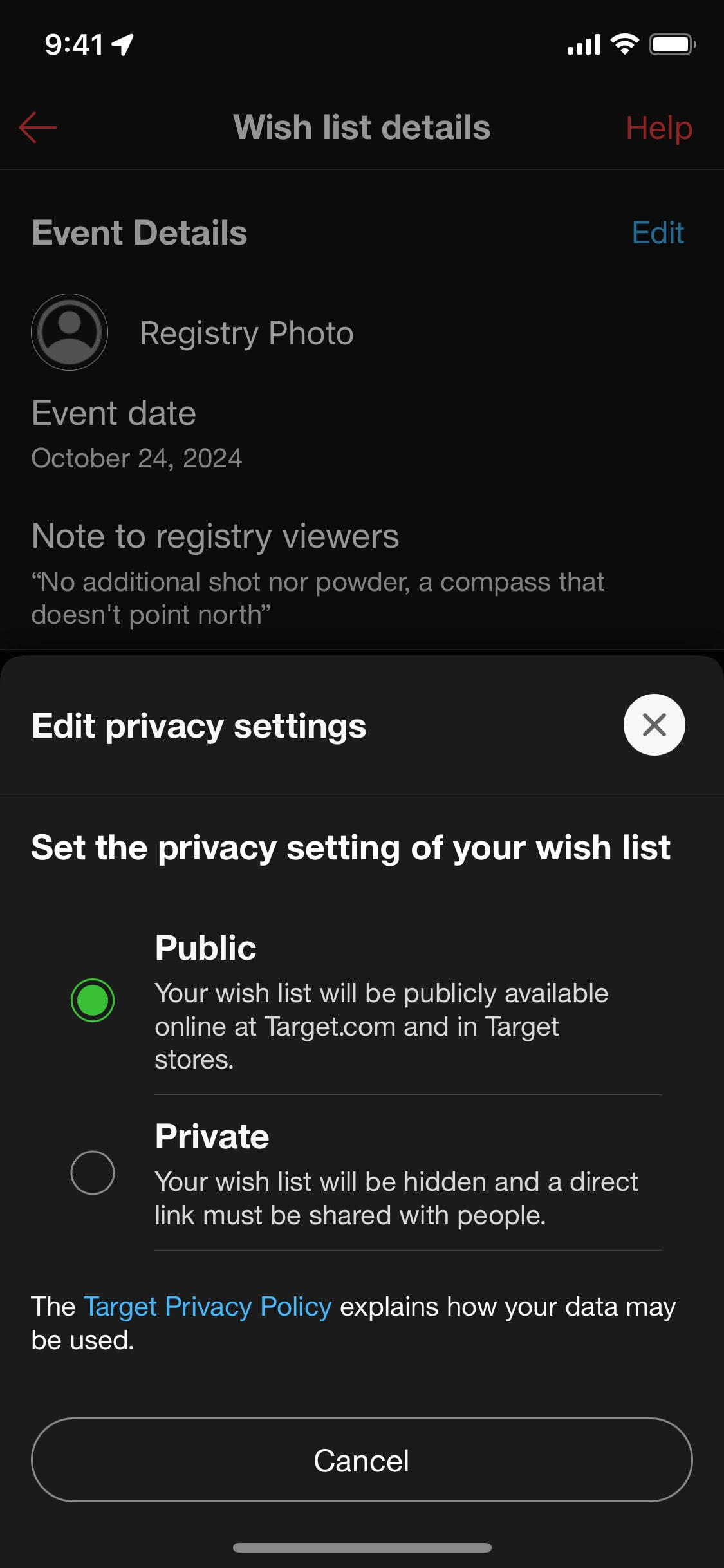 Target iOS screen 127