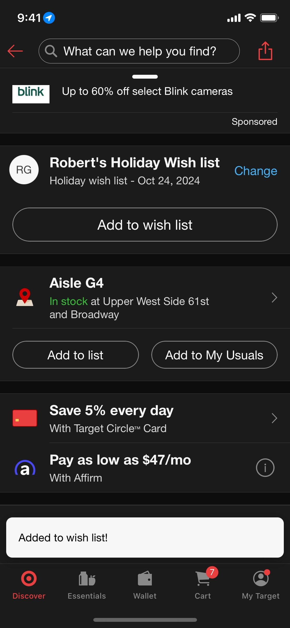 Target iOS screen 699