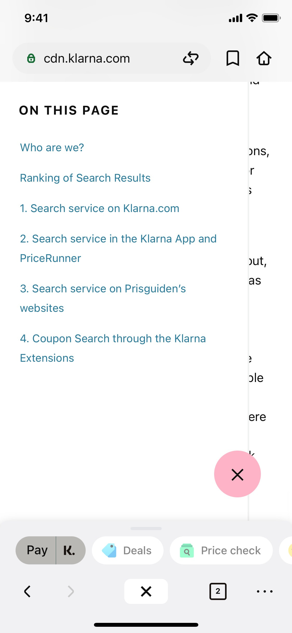 Klarna iOS screen 572