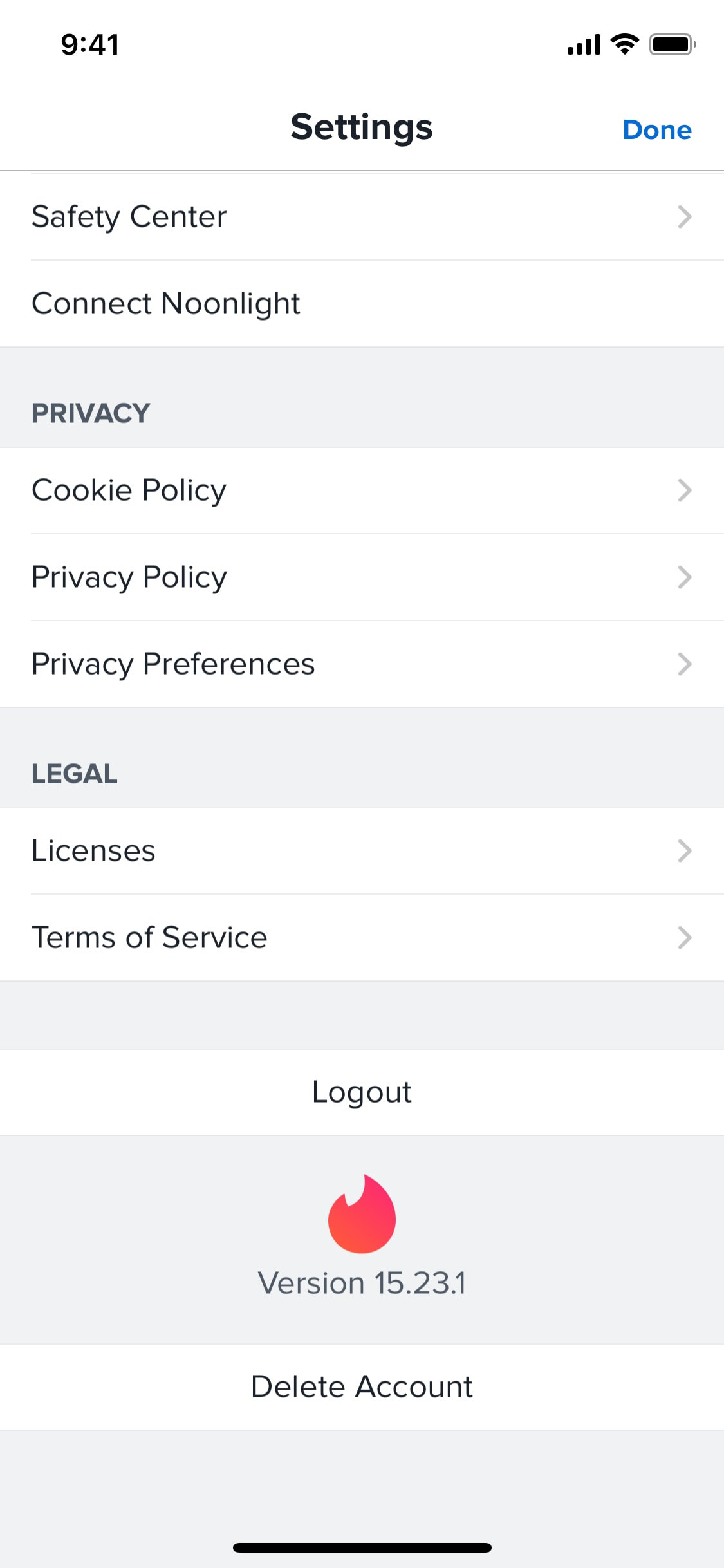 Tinder iOS screen 324