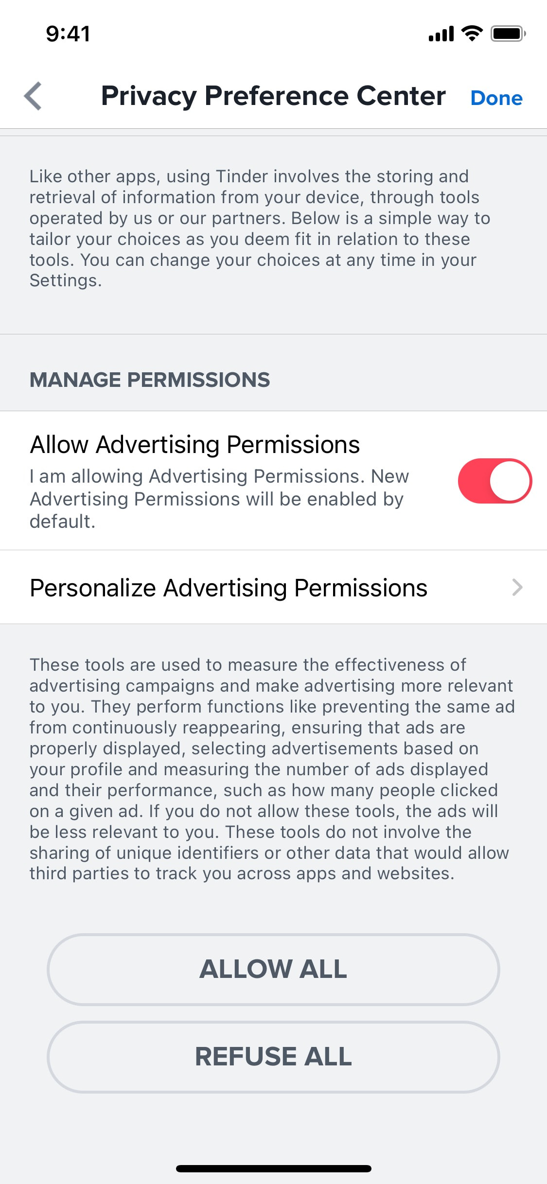 Tinder iOS screen 344