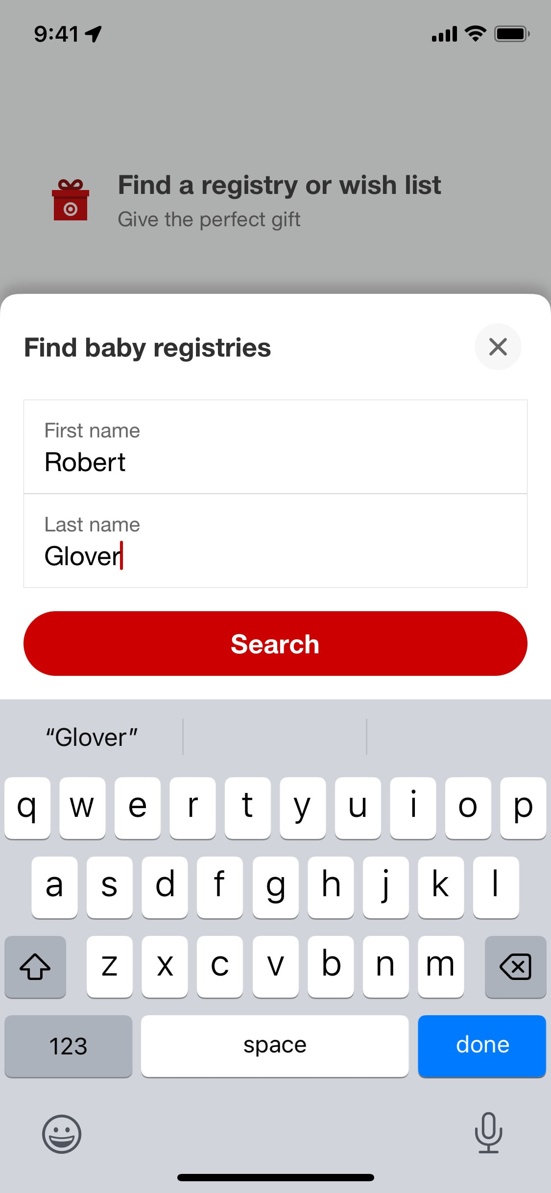 Target iOS screen 240