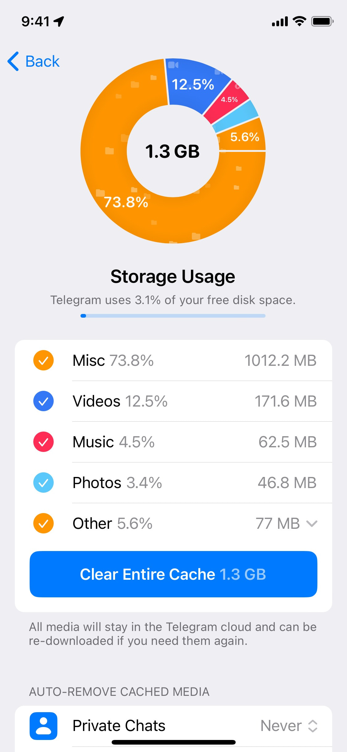Telegram iOS screen 708