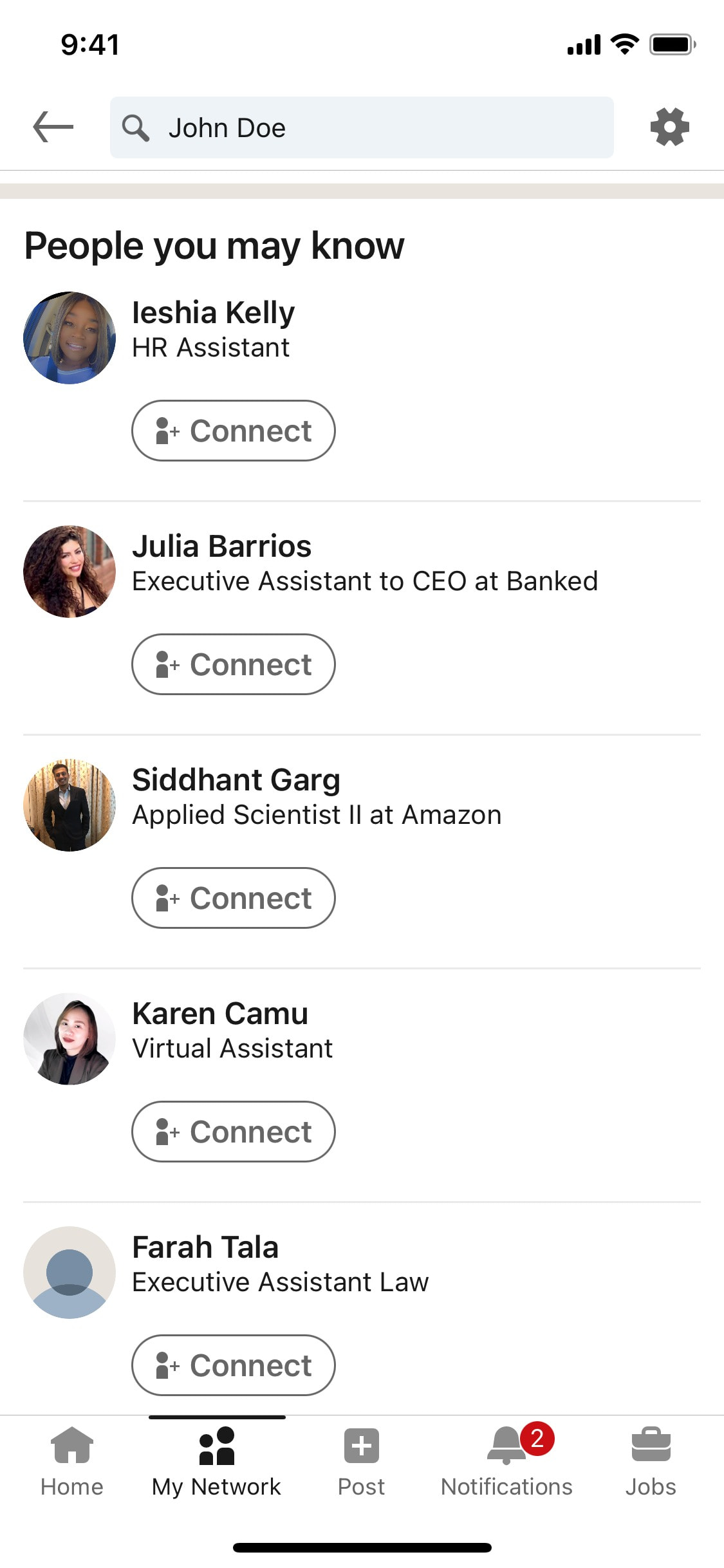 LinkedIn iOS screen 447