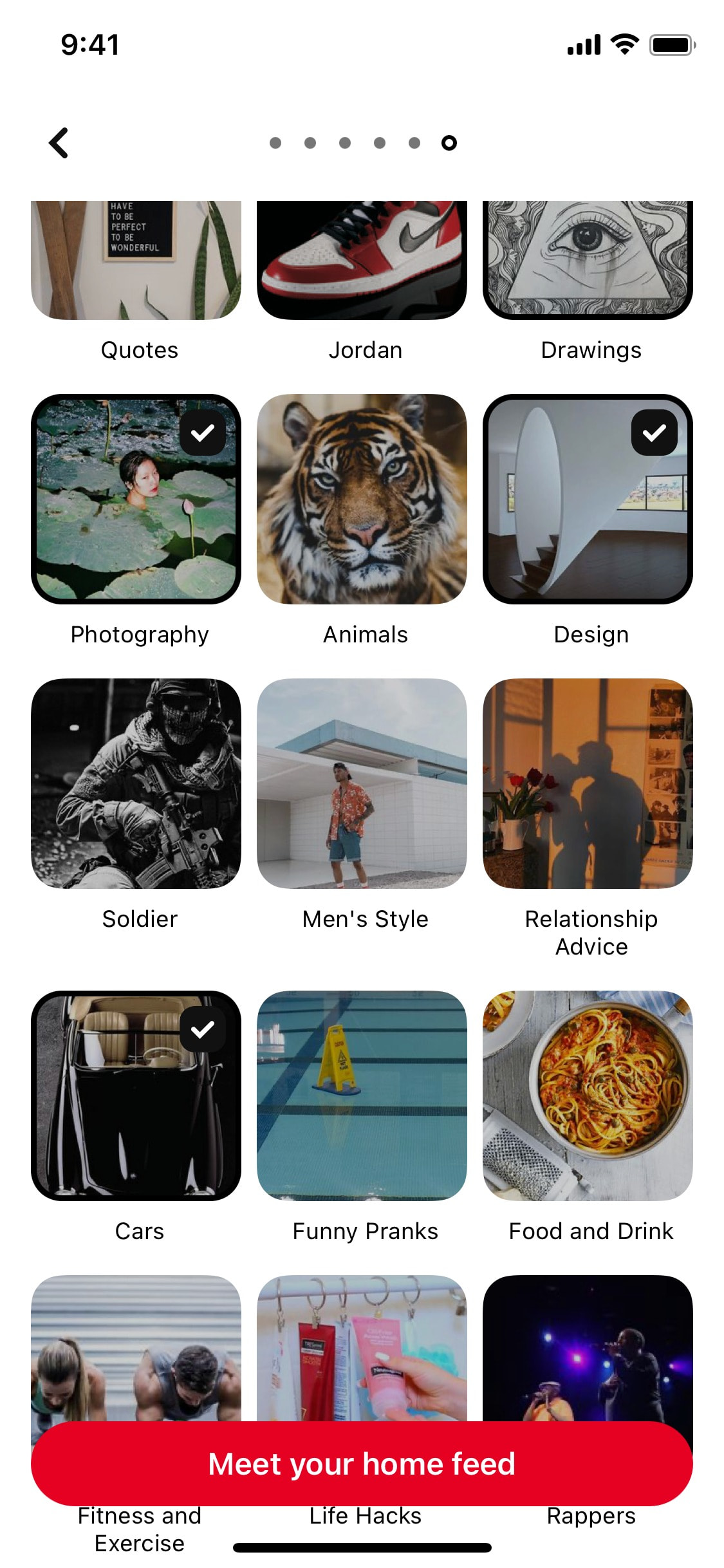 Pinterest iOS screen 416