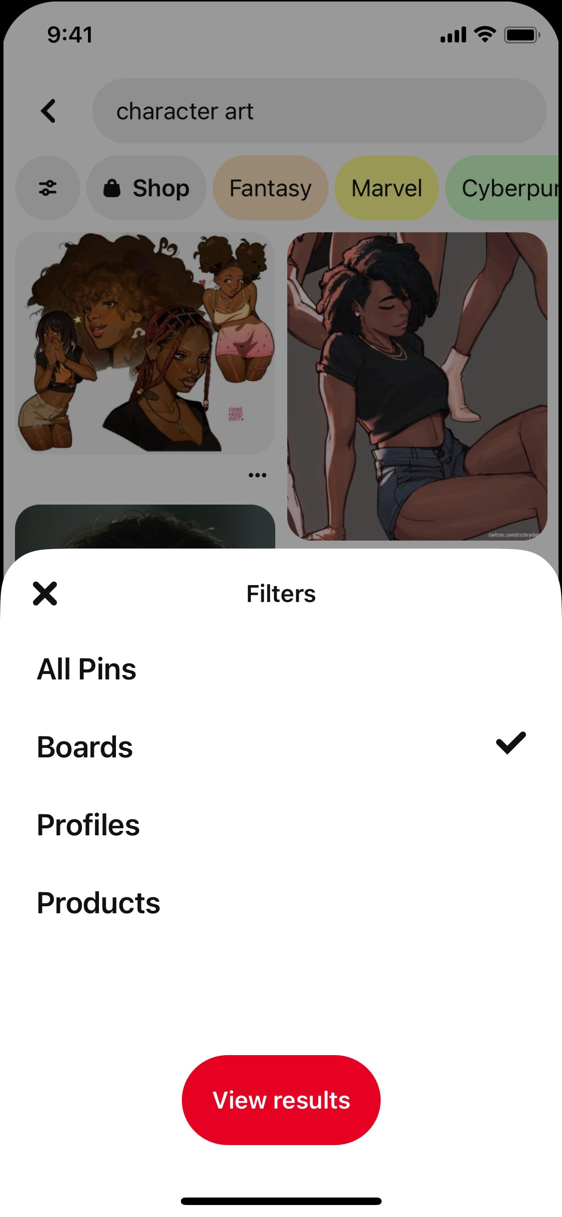 Pinterest iOS screen 433
