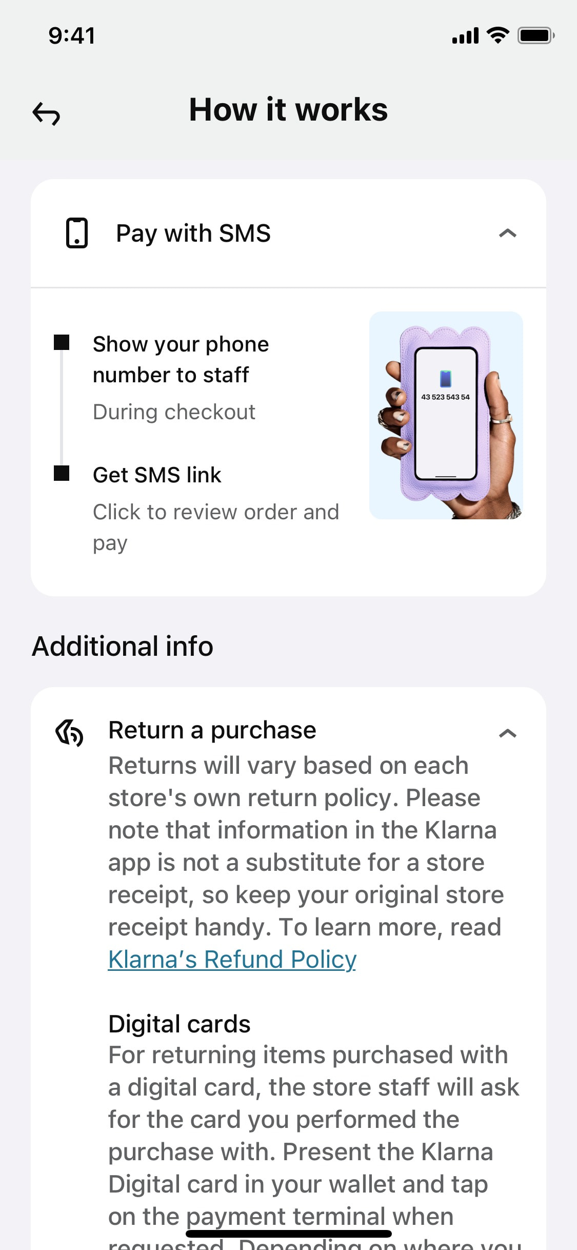 Klarna iOS screen 476