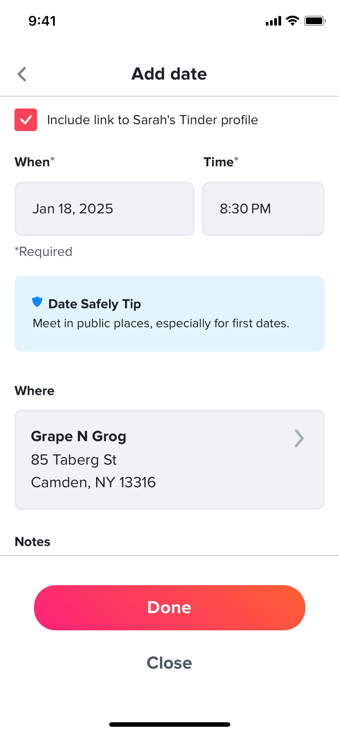 Tinder iOS screen 134