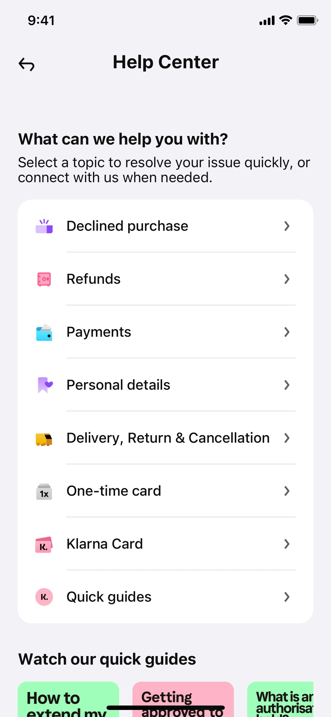 Klarna iOS screen 454