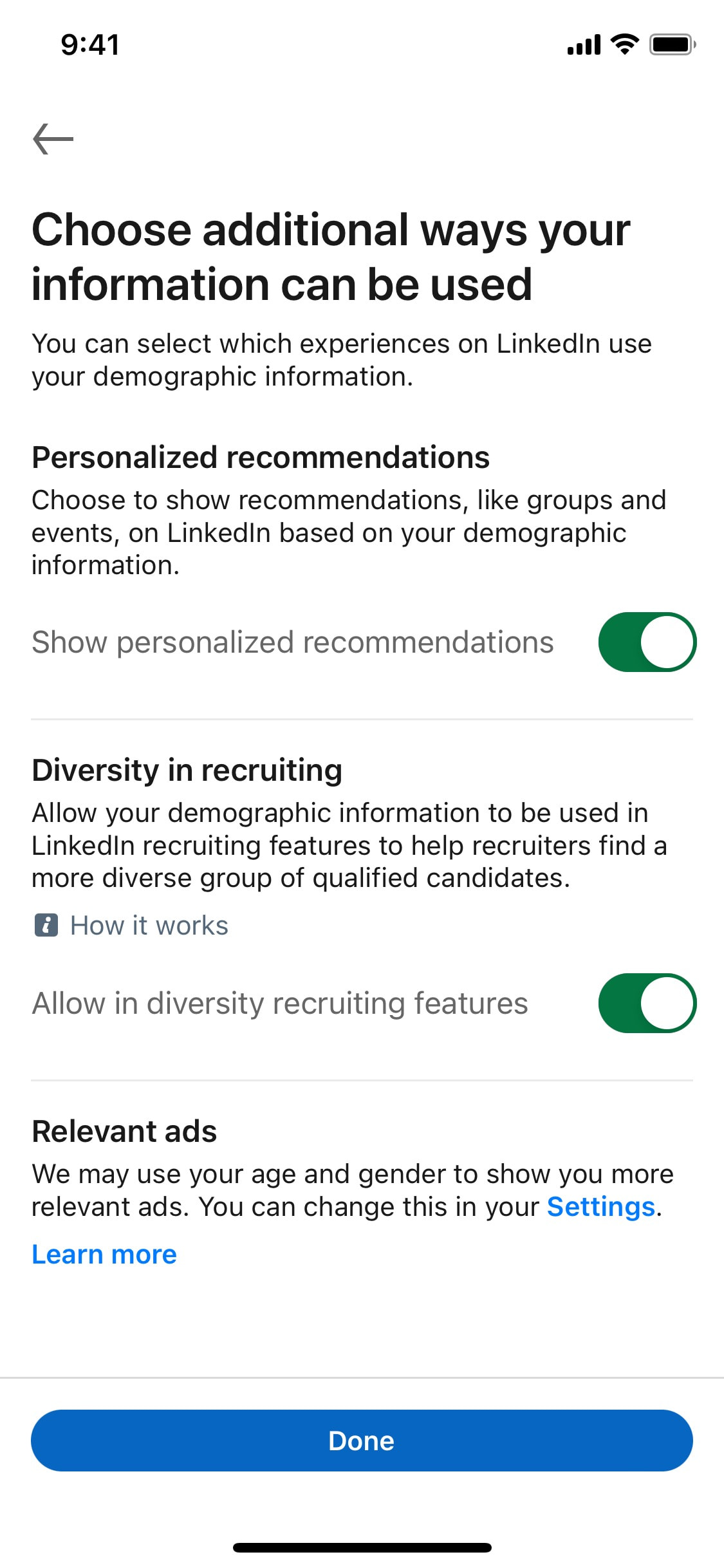 LinkedIn iOS screen 126