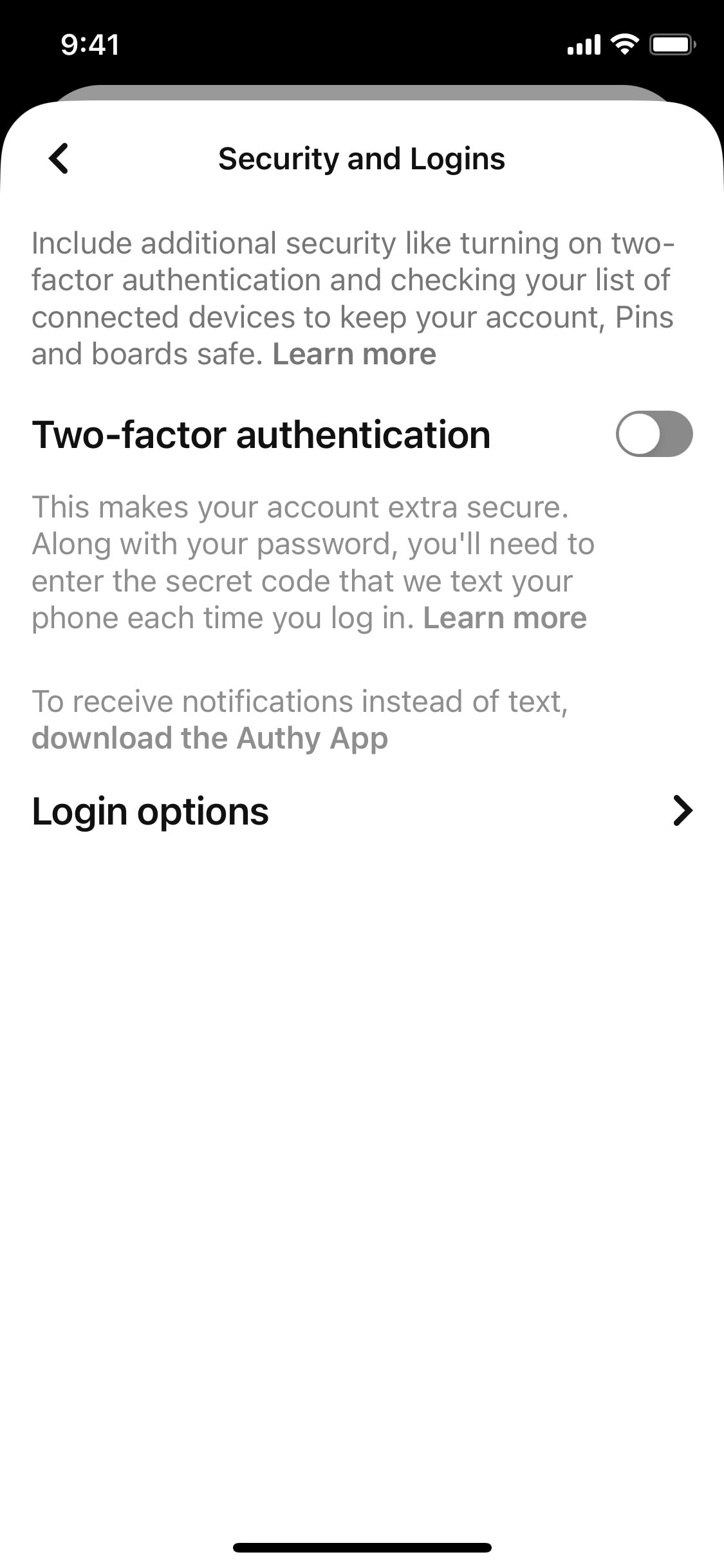 Pinterest iOS screen 299