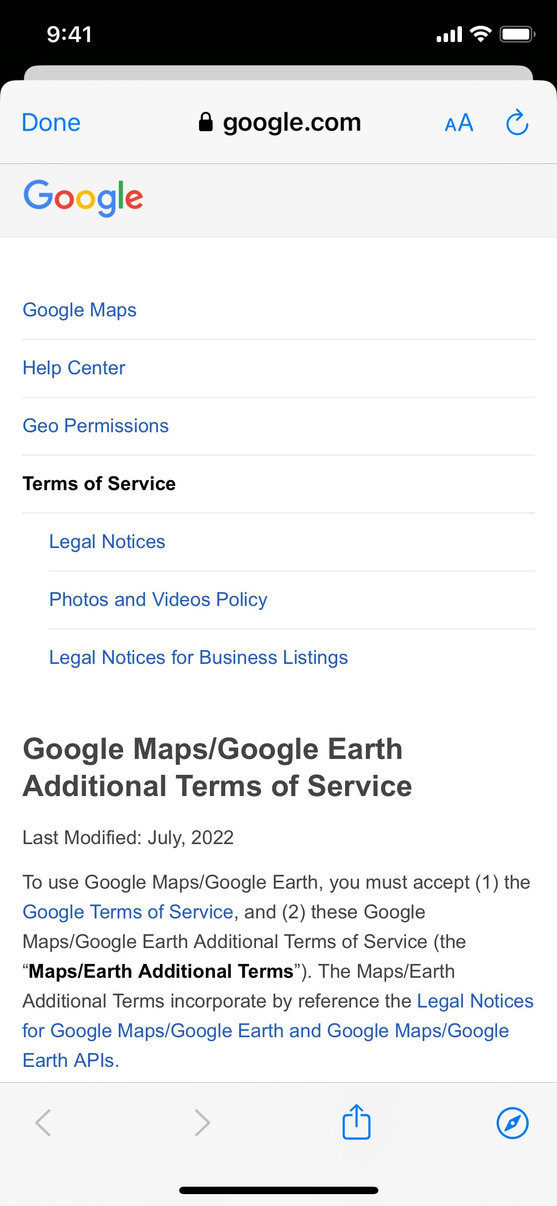Google Maps iOS screen 92
