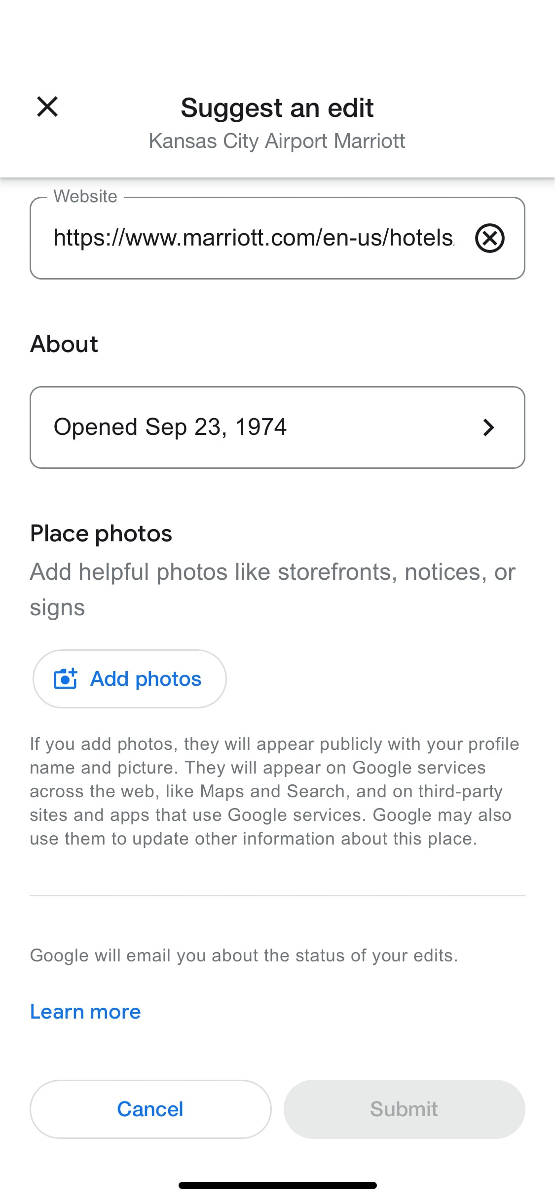 Google Maps iOS screen 204
