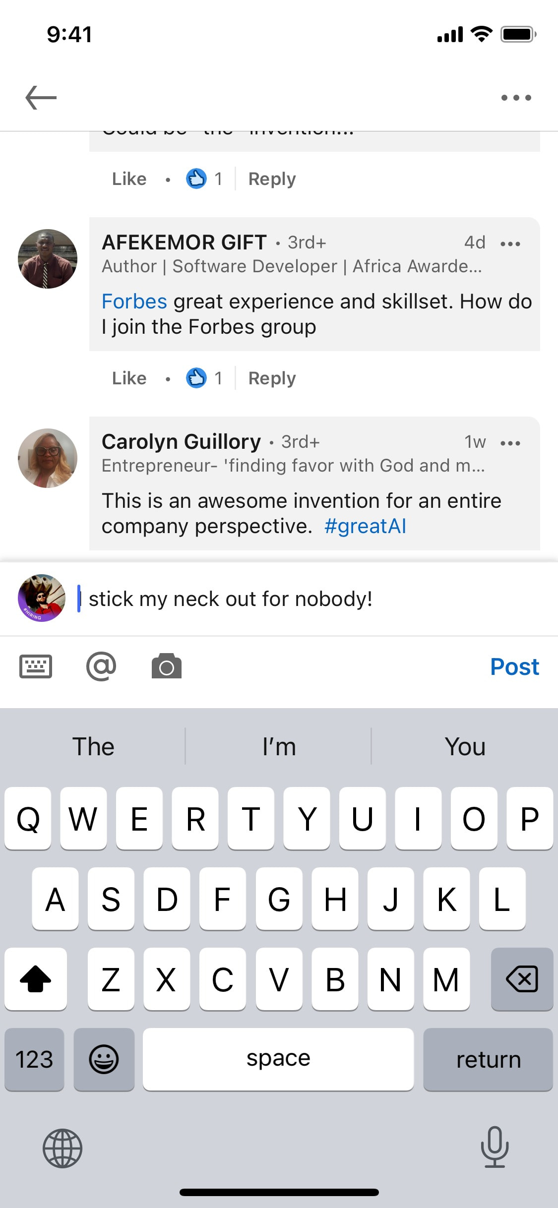 LinkedIn iOS screen 304