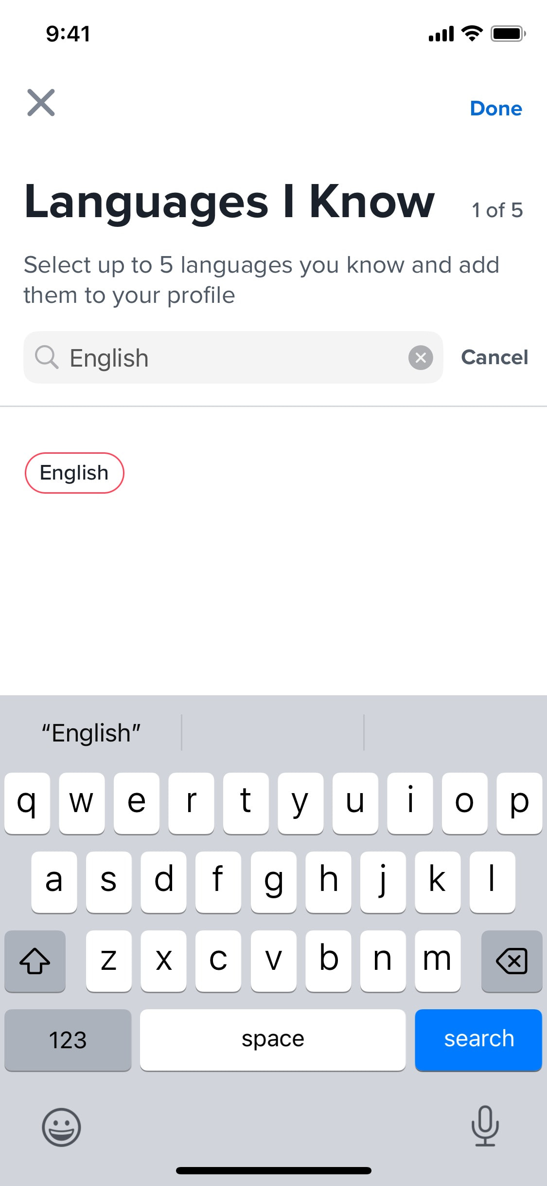 Tinder iOS screen 335