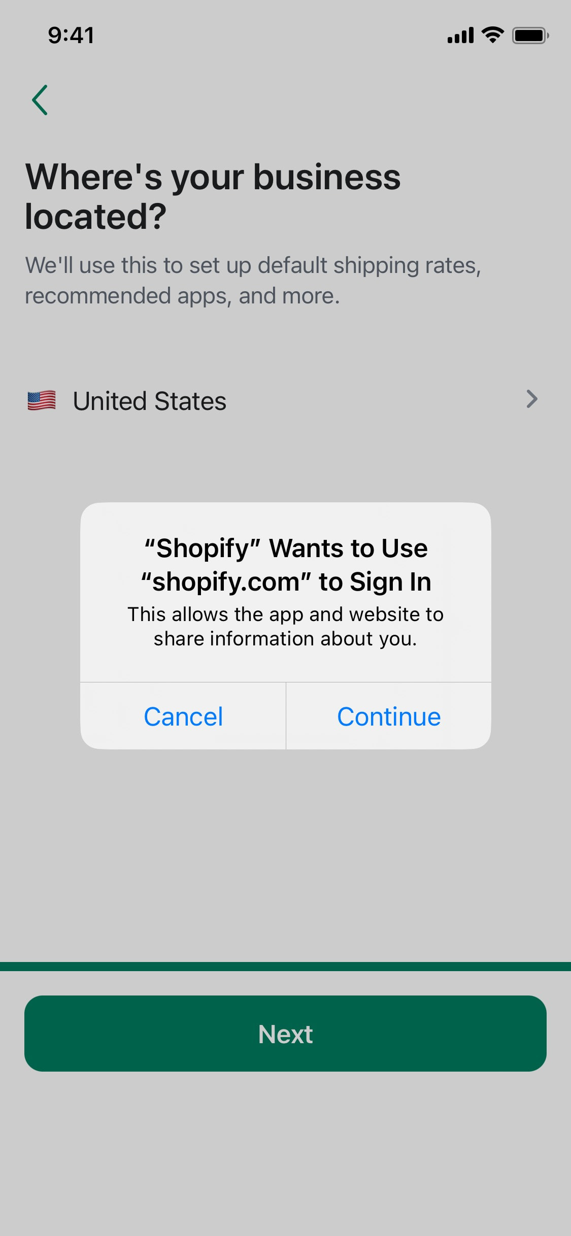 Shopify iOS screen 405
