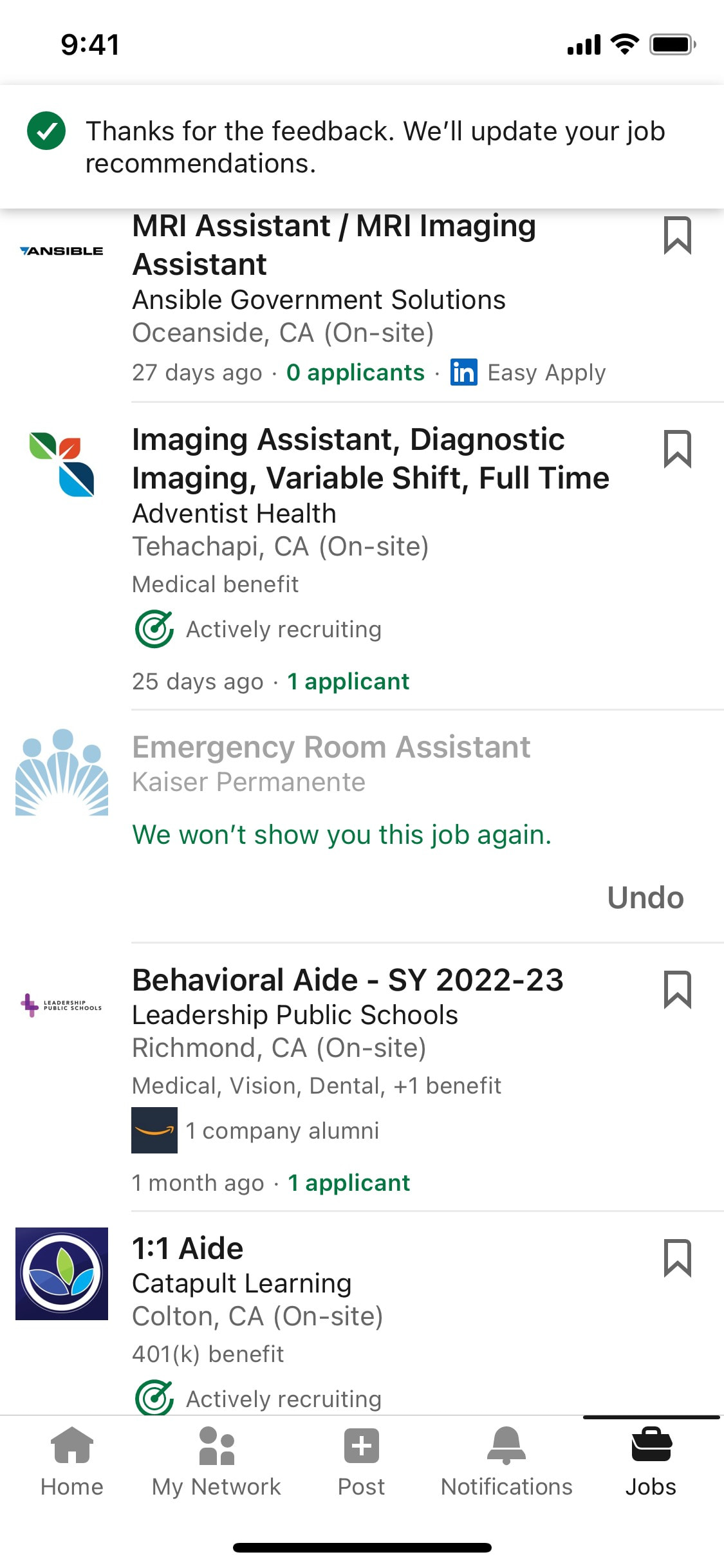 LinkedIn iOS screen 536
