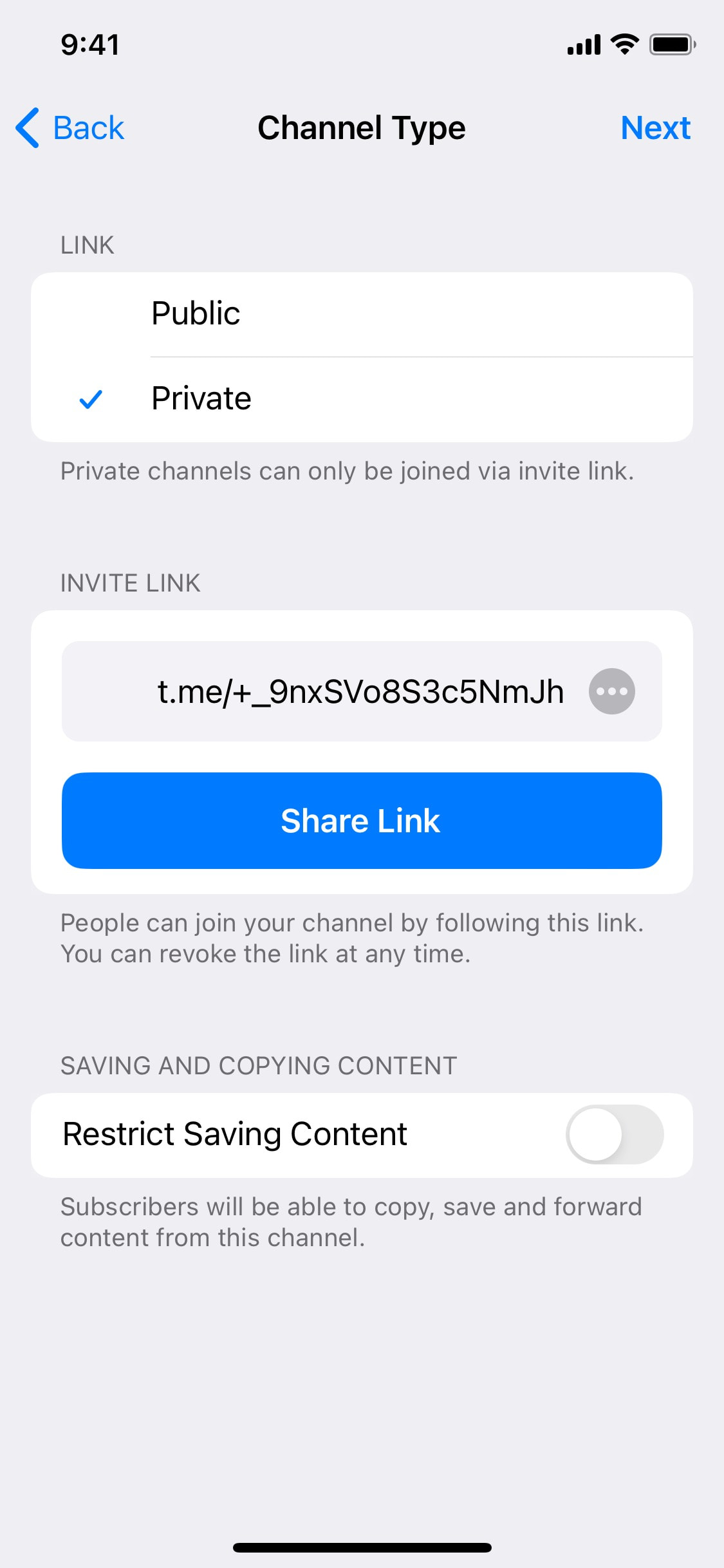 Telegram iOS screen 376