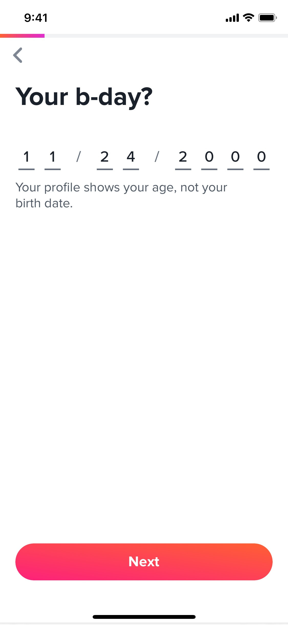 Tinder iOS screen 102