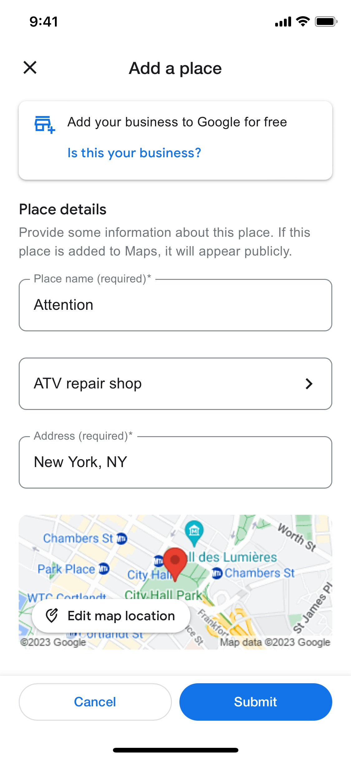 Google Maps iOS screen 549