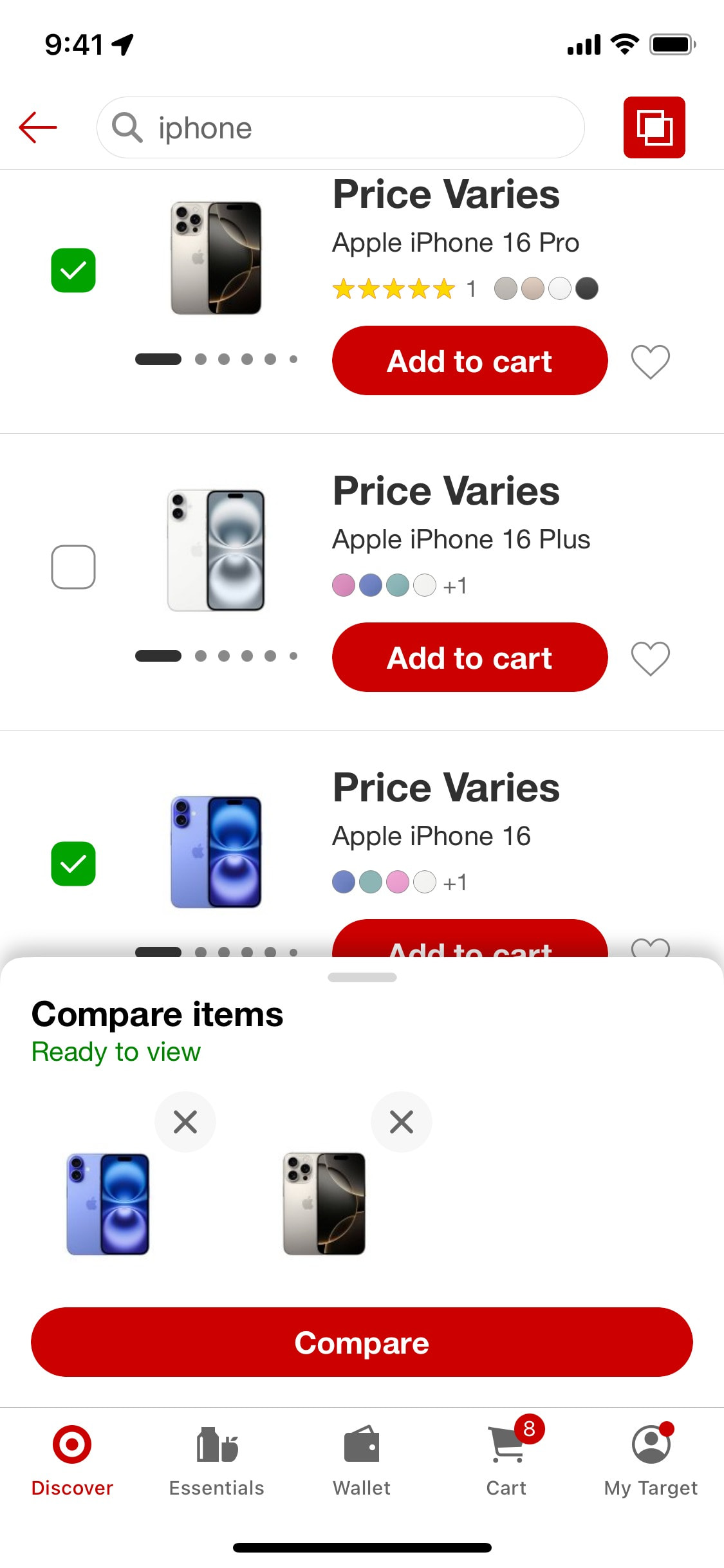 Target iOS screen 206